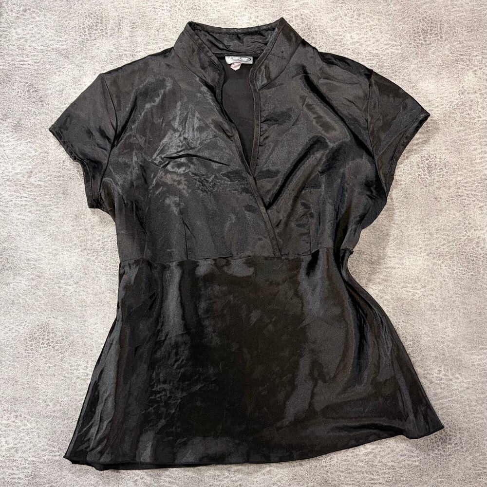 Black Sleek Satin Rave Blouse
